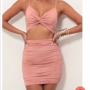2 piece light pink top & skirt